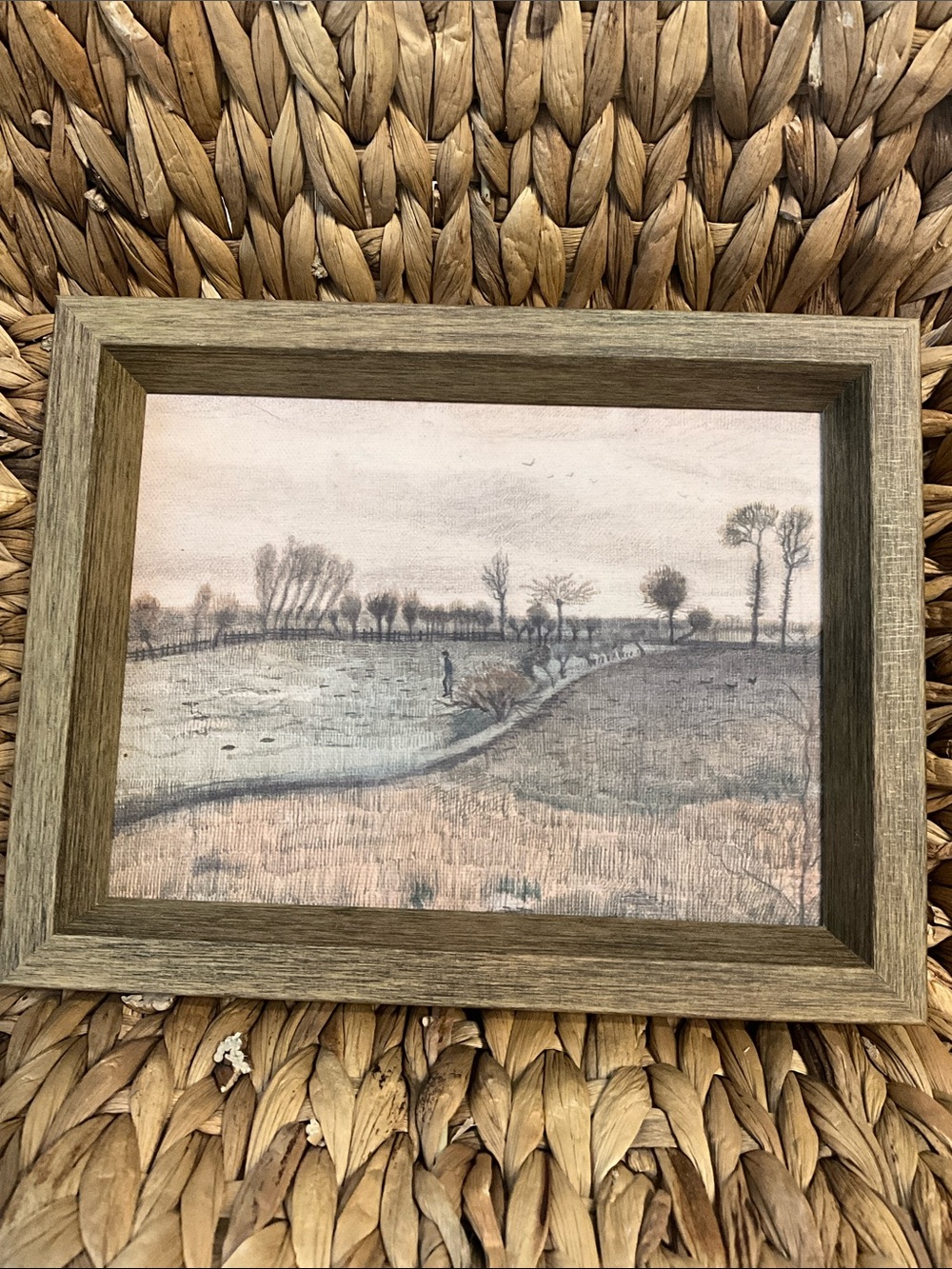 Gallery wall Framed Coastal Landscape Wall Art - Gray Wood Frame Petal Lane 5x7